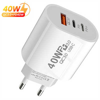 iPhone charger adapter dealers QC 3.0 40W PD charging 3 port cell phone charger
