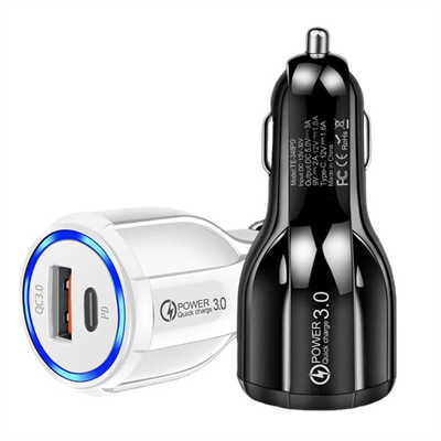 Car charger wholesale dual PD port QC 3.0 fast charging mobile phone accessories