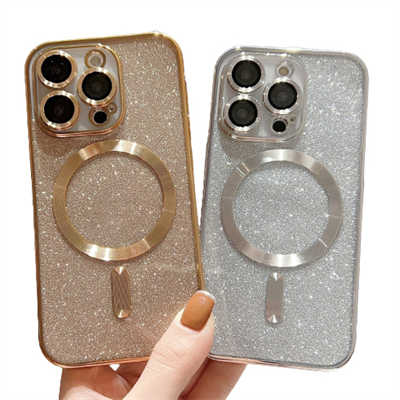 Silicone case distributors iPhone 15 case electroplated glitter magsafe case 
