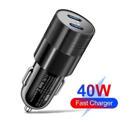 Car charger adapter to plug manufacturer type c 40W fast charging dual adapter