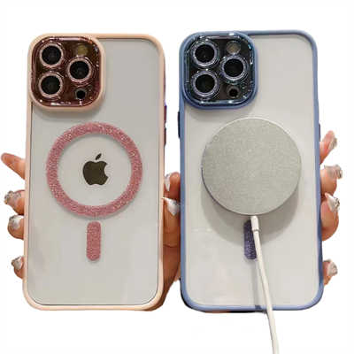 Distributeurs coques téléphone Apple coque MagSafe silicone paillettes iPhone 15
