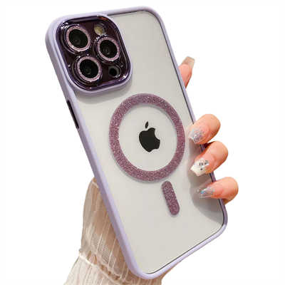 Coque téléphone développement des filles étui silicone paillettes MagSafe iPhone 15