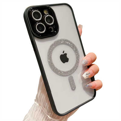 Vente En Gros Accessoires Téléphone Coque iPhone 15 silicone paillettes MagSafe