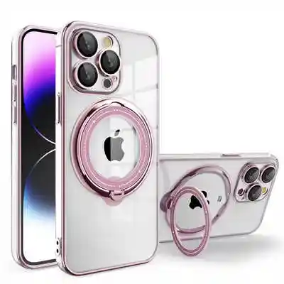 Designer phone cases iPhone 15 transparent Magsafe case 360° rotating holder
