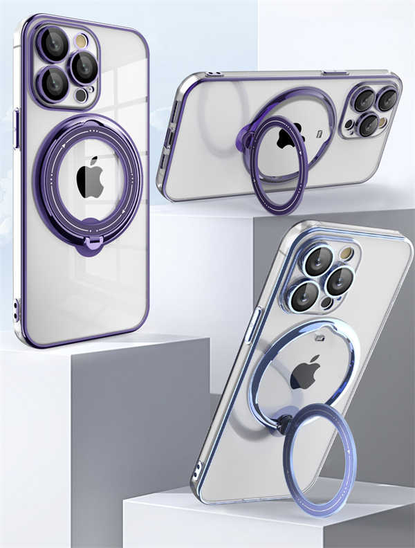 Designer phone cases iPhone 15 transparent Magsafe case 360° rotating holder