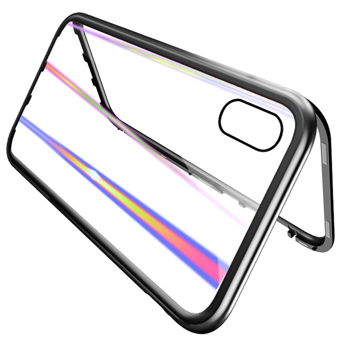 En gros 360 couverture complète coque magnétique iPhone Xs métal cadre verre trempé
