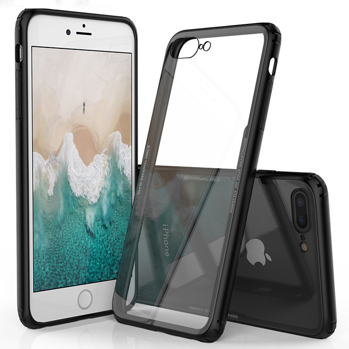 Téléphone portable coque fournisseur iPhone 8 plus TPU cadre verre trempé coque