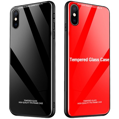 China cell phone accessories factory wholesale 2in1 iPhone Xs tempered glass case