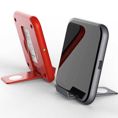 Wholesale portable fast charging with back stand  iPhone Samsung iPad wireless charger