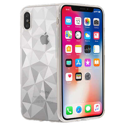 Cell phone accessories supply 3D diamond pattern transparent TPU iPhone XR case