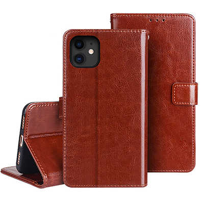 Smartphone Accessories Suppliers iPhone 11 Leather Case Crazy Horse Pattern