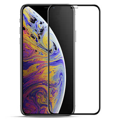 Wholesale 2.5D full cover silk printing screen protector iPhone Xs max tempered glass