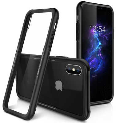 Cell phone accessories distributor iPhone X TPU frame tempered glass Case 