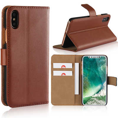 Wholesale 3 card slots cell phone accessories iPhone X plain PU wallet case