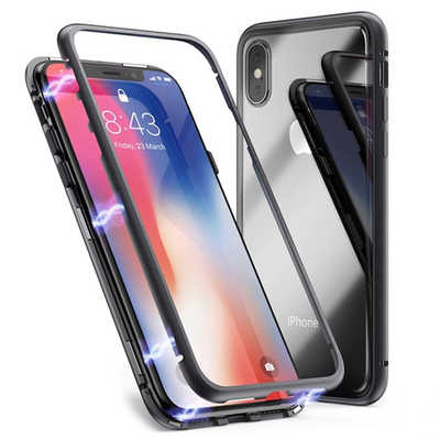 Manufacture wholesale magnetic tempered glass phone case for iPhone X