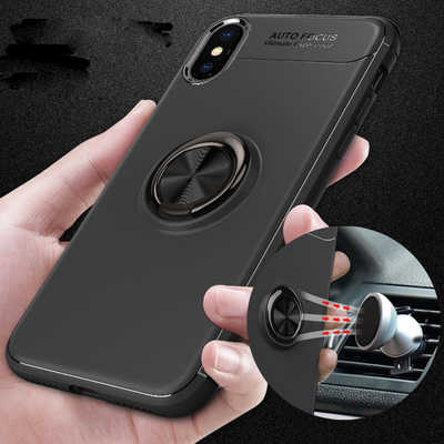 Cell phone accessories factory wholesale ring stand iPhone X magnetic car mount case