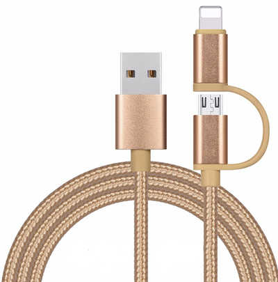 Chine fournisseur charge rapide 2 en 1 nylon tressé iPhone série câble USB