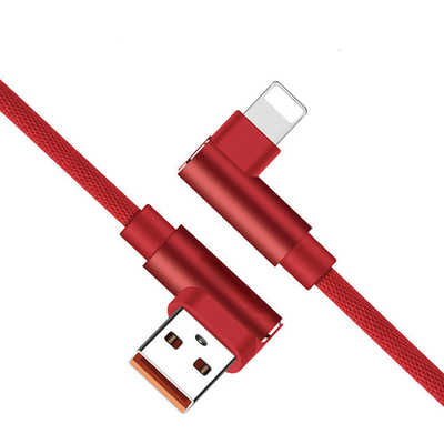 Chine fournisseur 90 degrés en nylon coude tressé charge rapide iPhone Cable USB
