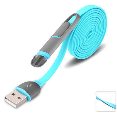 Proveedor alta calidad 2 en 1 cable USB para android y iPhone cable