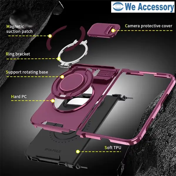 iPhone Duo Stand Case with sliding camera cover and 360 degree magnetic ring