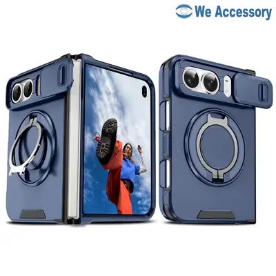 Funda para iPhone Duo con soporte y tapa deslizante de cámara con anillo magnético de 360°