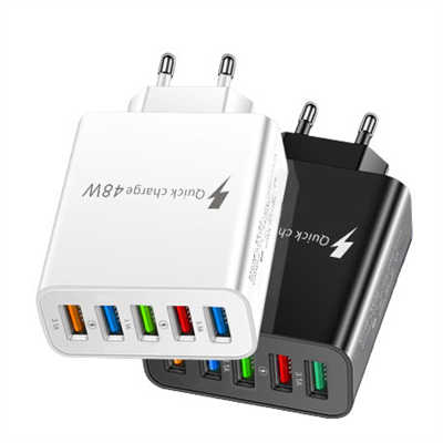 USB charger exporters 5 port fast USB charging 48W European standard charger
