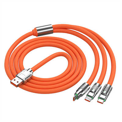 Zinc alloy lightning cable wholesale 3in1 cable fast charging data transfer cable 