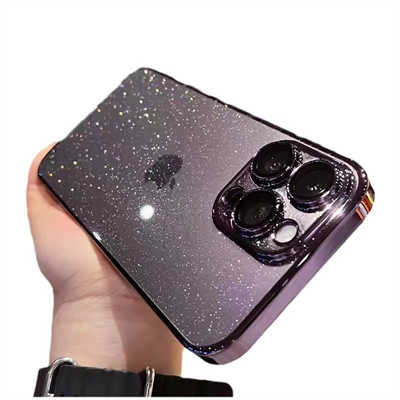 Mobile phone accessories exporter electroplated glitter PC case iPhone 15 case