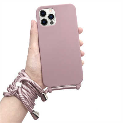 Mobile phone case custom best case for iPhone 15 Pro Max liquid silicone lanyard case