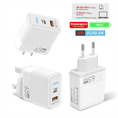 Phone accessory solution dual USB wall charger 65W fast charging adapter