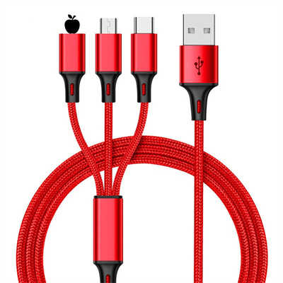 USB cable exporter 3 in 1 braided usb c cable fastest charging data cable