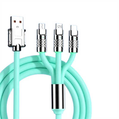 Handy zubehör produzieren USB kabel typen 3 in 1 silikonkabeln Zinklegierung