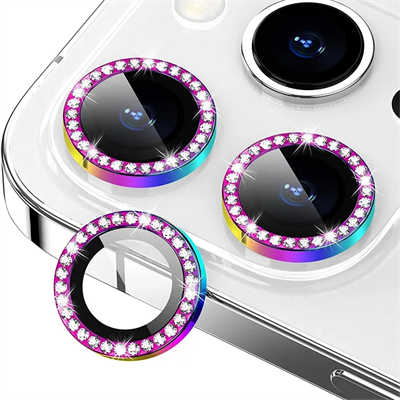 Usines protection d'objectif iPhone 15 diamant caméra verre trempé coloré