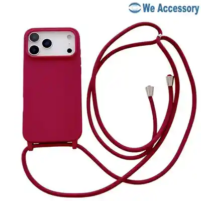 Proveedor accesorios móviles funda silicona iPhone 17 con cordón para chicas