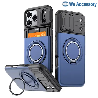 Coque porte cartes iPhone 18 Pro Max Coque support MagSafe Fenêtre coulissante Protection caméra