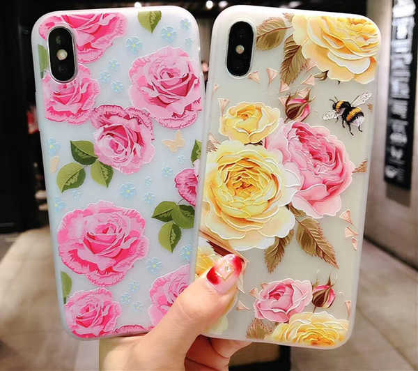 iPhone XR flower emboss painting colorful case.jpg